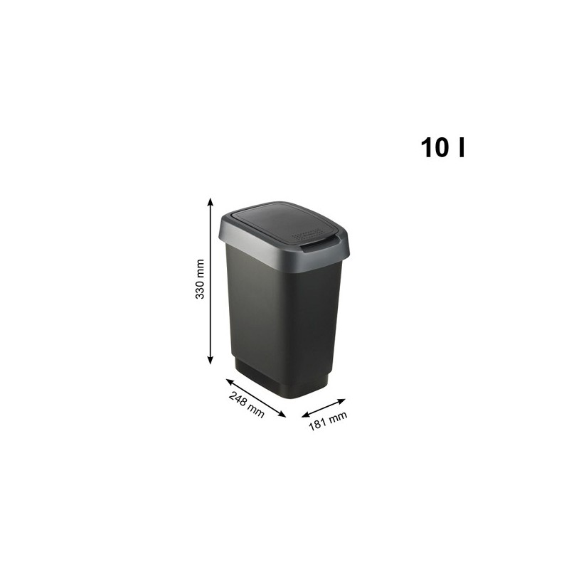 Rotho Twist Poubelle 10L argent foncé 248x181x330mm