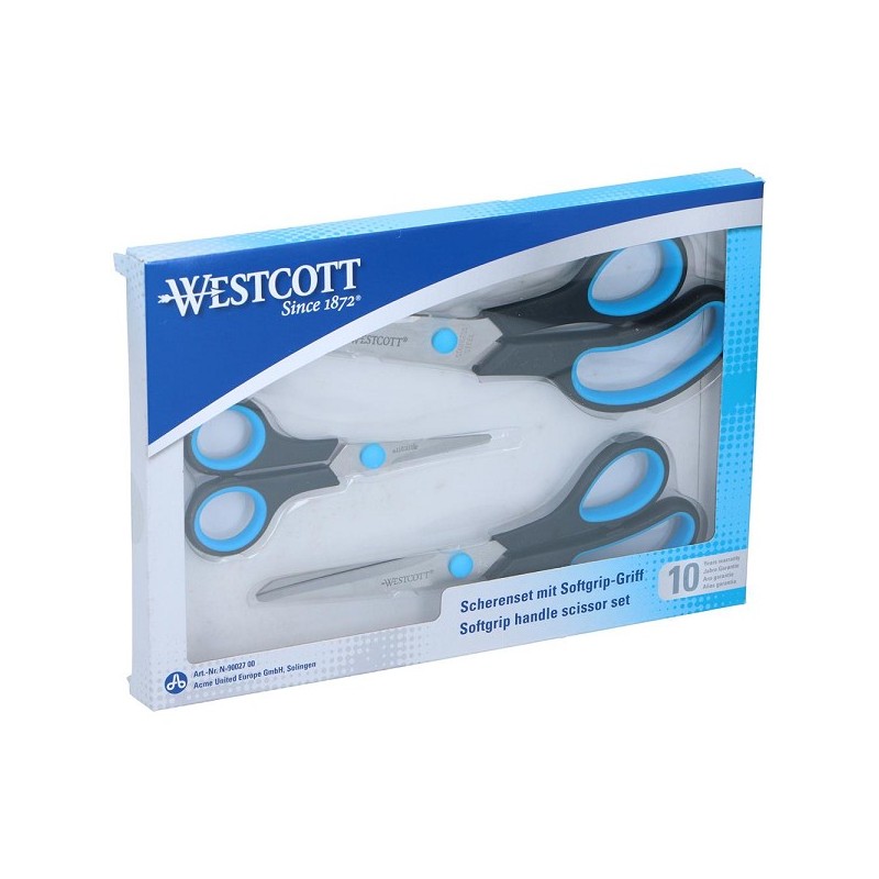 Westcott Set de ciseaux 3 pièces 13,8/20,1/24,8 cm