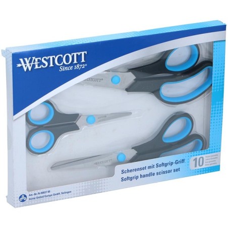 Westcott Set de ciseaux 3 pièces 13,8/20,1/24,8 cm