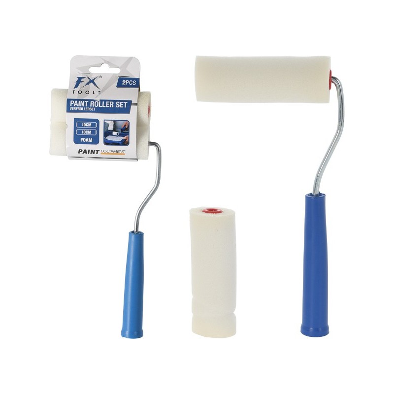Lakrollerset foam 10cm 2 stuks met houder