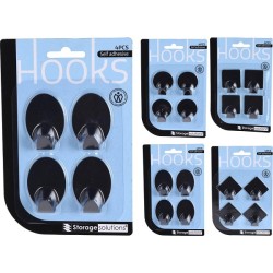 Crochets adhésifs inox carte de 4 pièces noir