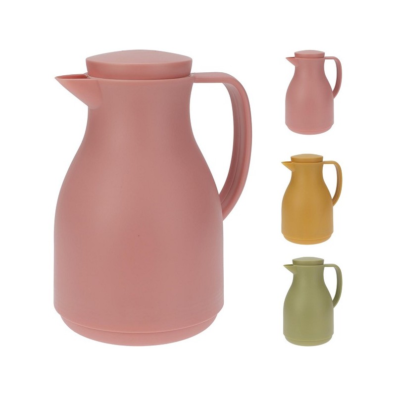 Pichet isotherme en plastique 1000ml disponible en rose, ocre ou vert tendre