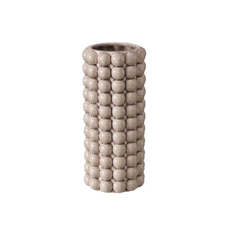 Boltze Home Vaas Morten keramiek met bobbel structuur H25cm Dia 11cm Beige met craquelé motief