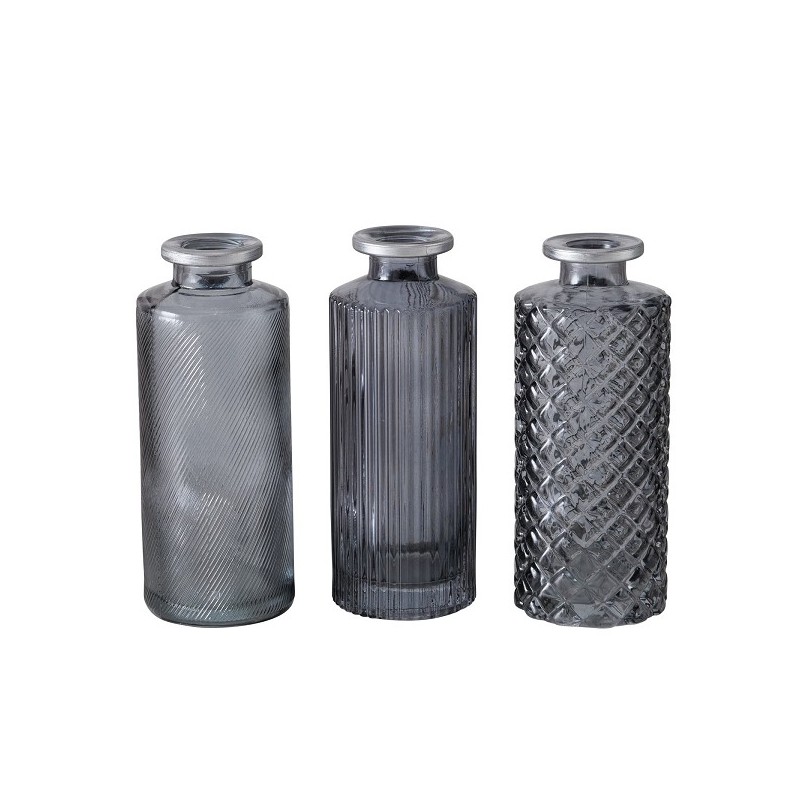 Boltze Home Vaas Adore Antraciet glas H14cm Dia 5,5cm-verkrijgbaar in 3 verschillende dessins