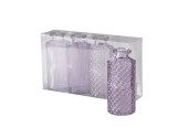 Boltze Home Vaas Panja glas Lila-verpakt per 4 stuks in transparante doos
