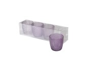Boltze Home Theelichthouder glas Marilu Lila verpakt per 4 stuks in transparante doos