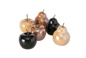 Boltze Home Objet déco Perly pomme ou poire en céramique- H14cm- disponible en marron, noir ou jaune foncé
