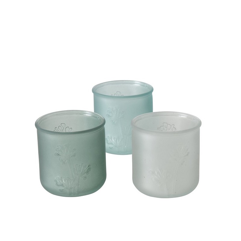 Boltze Home Photophore verre dépoli Lesina H9cm vert ou blanc