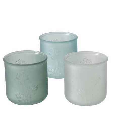 Boltze Home Photophore verre dépoli Lesina H9cm vert ou blanc