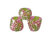 Boltze Home Photophore en verre Tamija-Fleur mosaïque rose/vert H8 cm