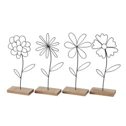 Boltze Home Linga- Image décorative fleur en fer sur pied-H25cm