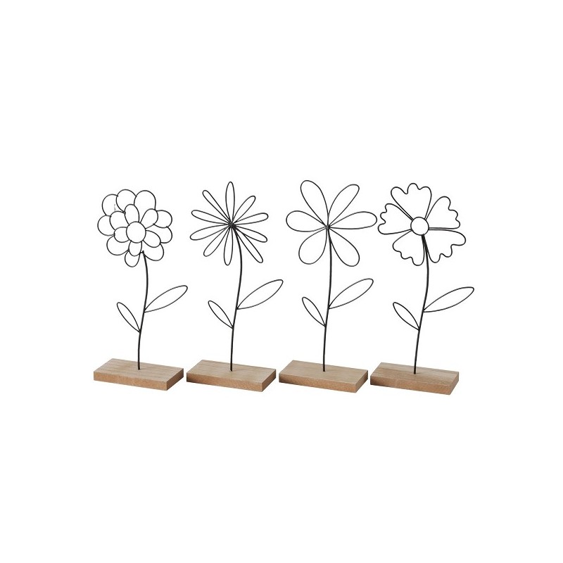 Boltze Home Linga- Decoratief beeld bloem ijzer op voet-H25cm