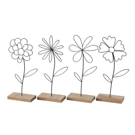 Boltze Home Linga- Image décorative fleur en fer sur pied-H25cm