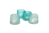 Boltze Home Theelichthouder glas  Sabena Aqua blauw- verkrijgbaar in 4 verschillende prints.