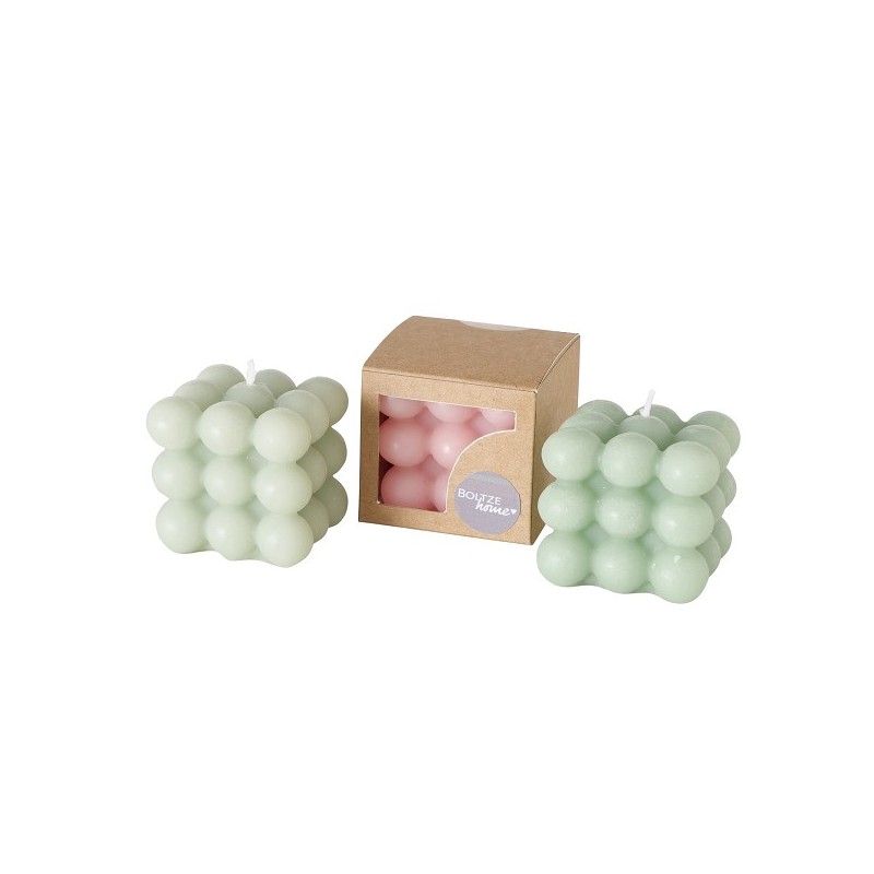 Boltze Home Bougie cube avec bulles 5,8x6cm