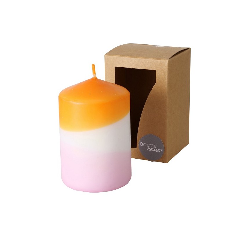 Boltze Home Kaars Splash  H9cm Dia 6cm Dip dye kleuren oranje/lila