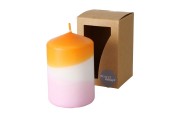 Boltze Home Kaars Splash  H9cm Dia 6cm Dip dye kleuren oranje/lila
