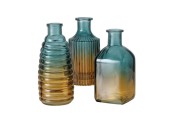 Boltze Home Vase Eliana en verre bicolore bleu/marron H15cm Dia 7cm - disponible en 3 modèles différents