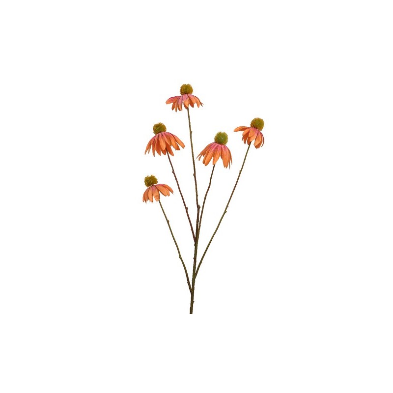 Decoris Korenbloem polyester L18-W9-H92cm in duokleur perzik/roze- steel met 5 bloemen
