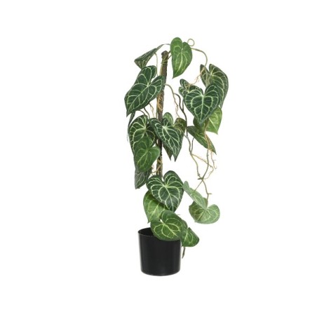 Decoris Kunstplant klimplant polyester in kunststof zwarte pot L28-W23-H66cm