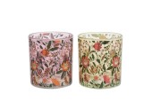 Decoris Theelichthouder glas met bloemendessin  dia8-H9cm