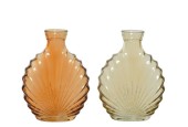 Decoris Vase en verre en forme d'éventail L5,5-L12-H16,5 cm - couleur sable ou couleur pêche