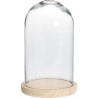 Verre cloche avec socle en bois 17x17x31cm