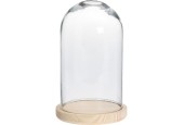 Verre cloche avec socle en bois 17x17x31cm