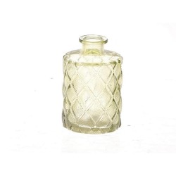 Vaas Vivance glas met reliëf Ø7xh10,5cm geel