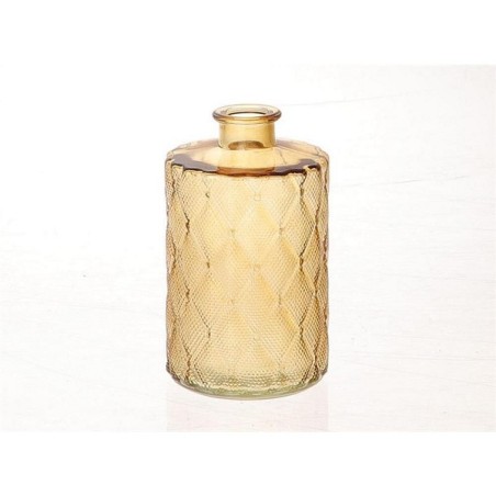 Vase Vinty verre avec relief Ø9xh15cm ocre