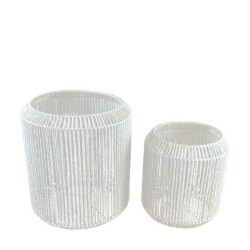 Dijk Natural Collections Ensemble de lanternes avec verre 2 pièces H30cm et H40cm blanc