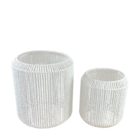 Dijk Natural Collections Ensemble de lanternes avec verre 2 pièces H30cm et H40cm blanc