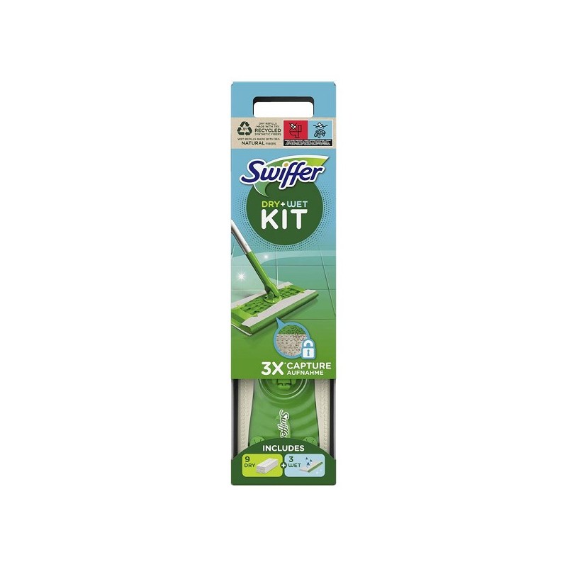 Kit de démarrage Swiffer Sweeper avec 8 lingettes sèches et 3 lingettes humides