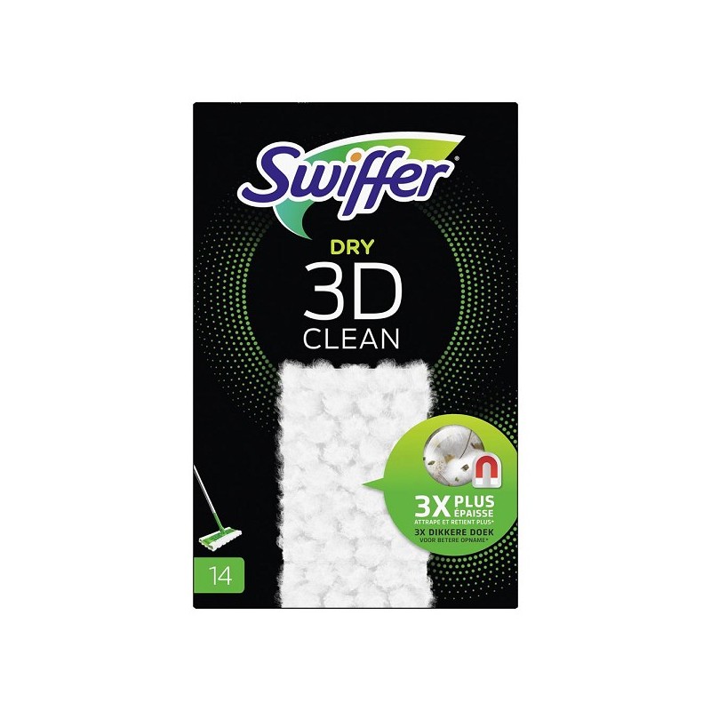 Swiffer Dry 3D clean stofwisdoekjes navulling doosje a 14 stuks