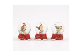 Farmwood Animals vogel met kerstmuts in schudbol 4x4x6cm