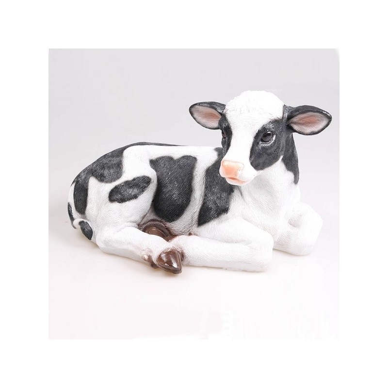 Farmwood Animals Tuinbeeld koe kalf liggend L 46,5x28,5x27cm