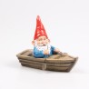 Gnome brillant en bateau à rames (flottant) l 20cm