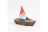 Gnome brillant en bateau à rames (flottant) l 20cm