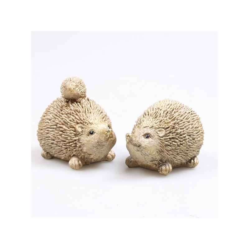 Statue hérisson avec enfant doré 10x7x8cm