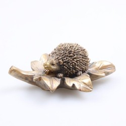 Image hérisson sur feuille d'or l10cm