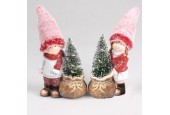 Jongen of meisje met kerstboom LED rood 11.5x6,5x20cm