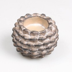 Bougeoir gland ou pomme de pin 9x9x7,5cm marron/gris