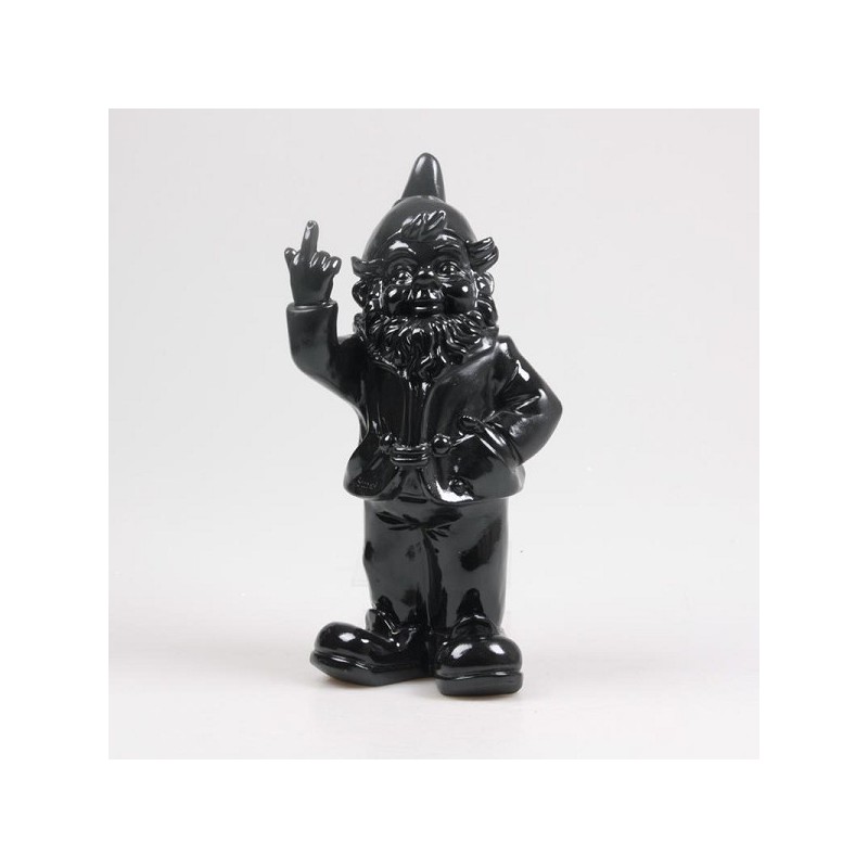 Stoobz Polystone statue nain f*ck you noir 16x12x32cm