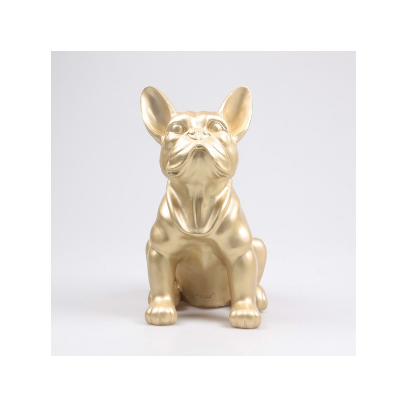 Stoobz Polystone statue chien bouledogue français or 37cm