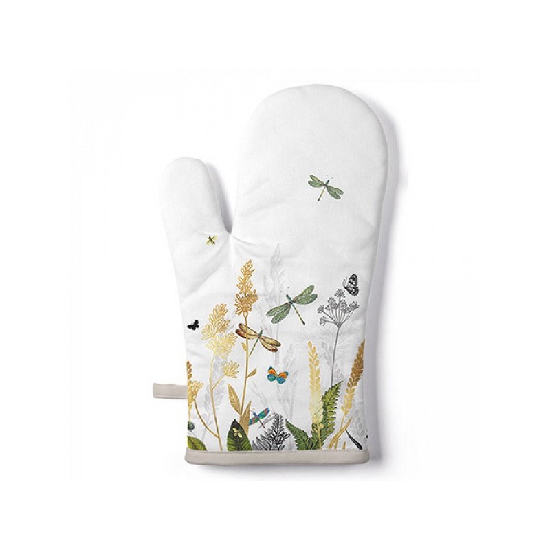 Ambiente Gant de Cuisine Fleurs Ornementales Blanc