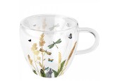 Ambiente Dubbelwandig glas Ornamental flowers white Ø10xh9,5cm 0,2L
