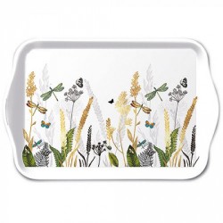 Plateau Ambiente Mélamine Fleurs Ornementales Blanc 13x21cm