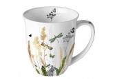 Ambiente Mug Fleurs Ornementales Blanc 0,4L Porcelaine Fine