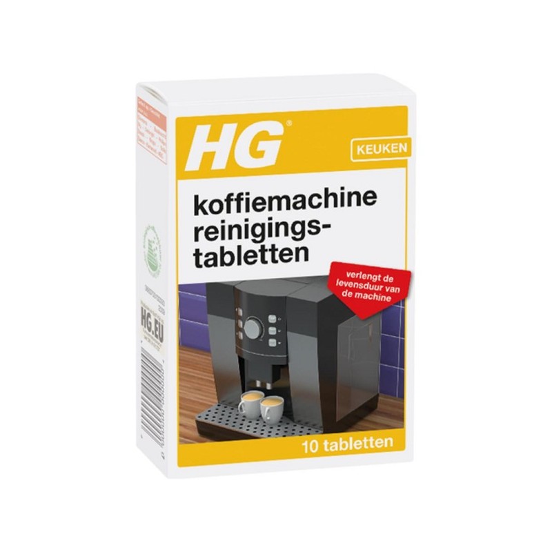HG Pastilles nettoyantes pour machine à café 10 pièces dans une boîte, biodégradables.