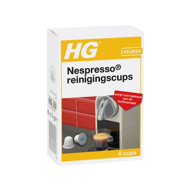 Gobelets nettoyants HG Nespresso® 6 pièces dans une boîte, biodégradables.